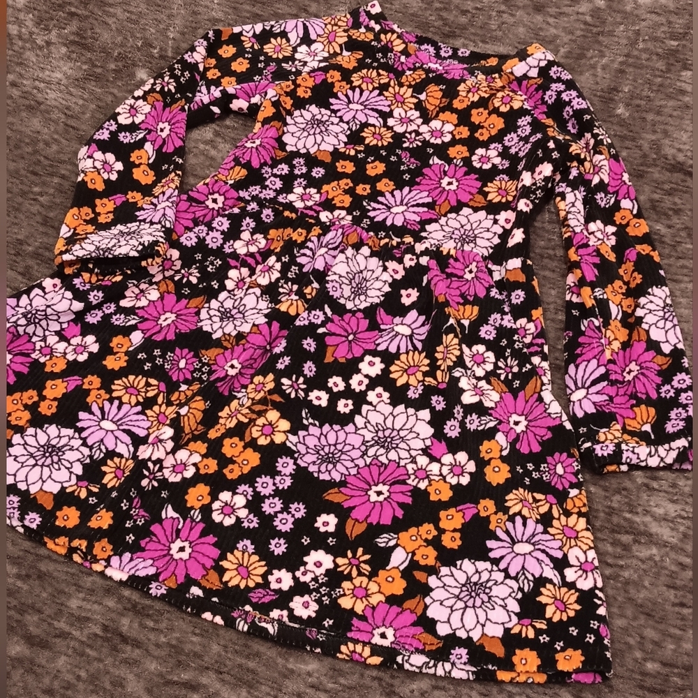 Jumping Beans Velour Floral Dress Girls 4t - Picture 2 of 8